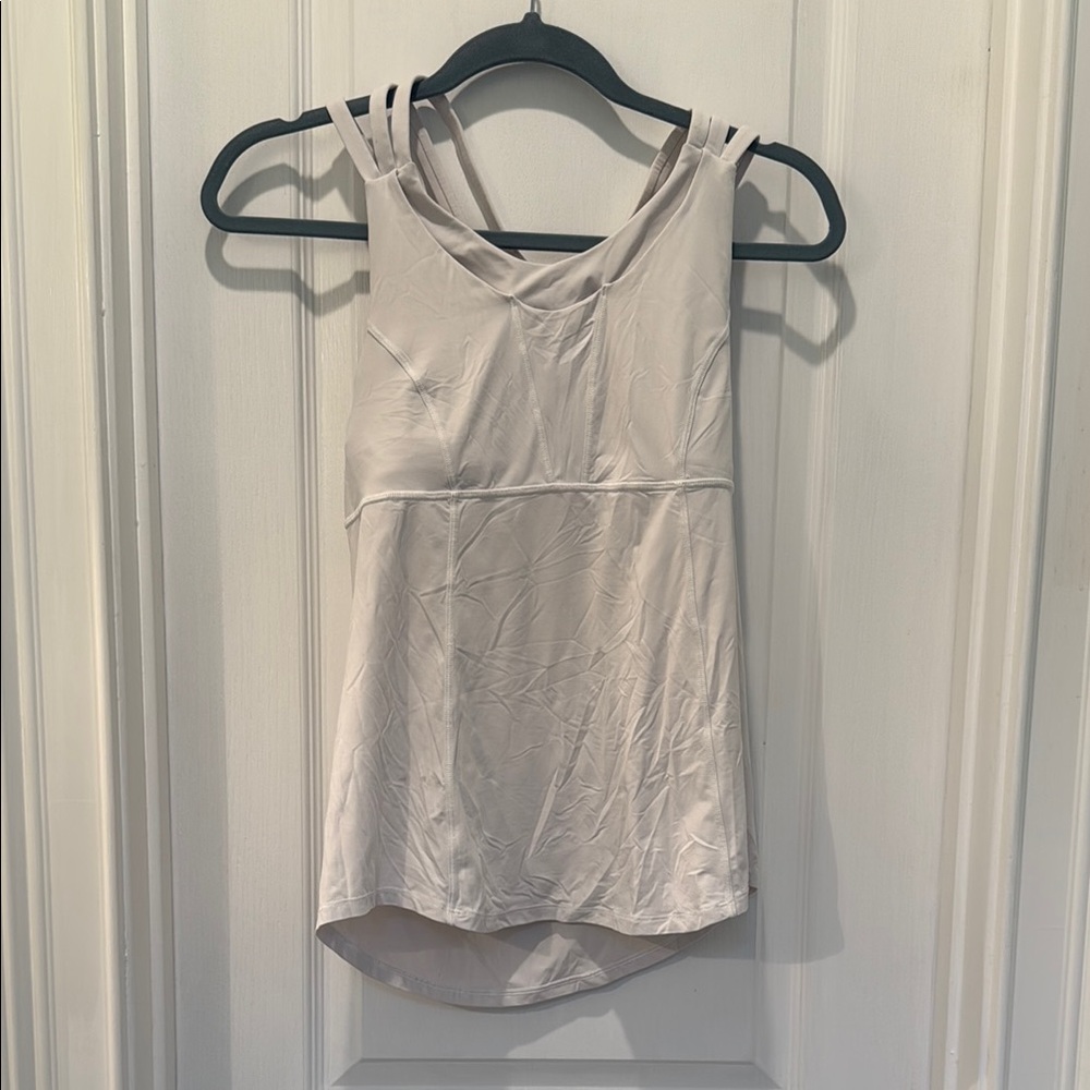 Lululemon Athletica Cream Asymmetrical Fitted Tank Top